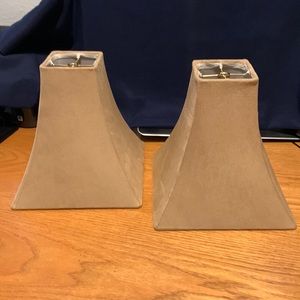 Pair Of Beige Faux Suede Tapered Square Lampshades